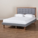 Baxton Studio Emele Modern Transitional Dark Grey Fabric Upholstered and Ash Walnut Brown Finished Wood Queen Size Platform Bed - BSOEmele-Dark Grey/Ash Walnut-Queen