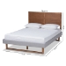 Baxton Studio Eloise Rustic Modern Light Grey Fabric Upholstered and Ash Walnut Brown Finished Wood Full Size Platform Bed - BSOEloise-Light Grey/Ash Walnut-Full