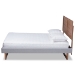 Baxton Studio Claudia Rustic Modern Light Grey Fabric Upholstered and Walnut Brown Finished Wood Full Size Platform Bed - BSOClaudia-Light Grey/Ash Walnut-Full