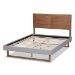 Baxton Studio Claudia Rustic Modern Light Grey Fabric Upholstered and Walnut Brown Finished Wood Full Size Platform Bed - BSOClaudia-Light Grey/Ash Walnut-Full