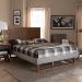 Baxton Studio Claudia Rustic Modern Light Grey Fabric Upholstered and Walnut Brown Finished Wood Full Size Platform Bed - BSOClaudia-Light Grey/Ash Walnut-Full