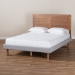 Baxton Studio Claudia Rustic Modern Light Grey Fabric Upholstered and Walnut Brown Finished Wood Full Size Platform Bed - BSOClaudia-Light Grey/Ash Walnut-Full