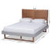 Baxton Studio Claudia Rustic Modern Light Grey Fabric Upholstered and Walnut Brown Finished Wood Full Size Platform Bed - BSOClaudia-Light Grey/Ash Walnut-Full