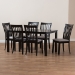 Baxton Studio Minette Modern and Contemporary Gray Fabric Upholstered and Espresso Brown Finished Wood 7-Piece Dining Set - BSORH319C-Grey/Dark Brown-7PC Dining Set