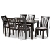 Baxton Studio Minette Modern and Contemporary Gray Fabric Upholstered and Espresso Brown Finished Wood 7-Piece Dining Set - BSORH319C-Grey/Dark Brown-7PC Dining Set