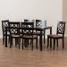 Baxton Studio Mael Modern and Contemporary Sand Fabric Upholstered and Espresso Brown Finished Wood 7-Piece Dining Set - BSORH331C-Sand/Dark Brown-7PC Dining Set