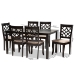 Baxton Studio Mael Modern and Contemporary Sand Fabric Upholstered and Espresso Brown Finished Wood 7-Piece Dining Set - BSORH331C-Sand/Dark Brown-7PC Dining Set