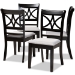 Baxton Studio Clarke Modern and Contemporary Grey Fabric Upholstered and Espresso Brown Finished Wood 4-Piece Dining Chair Set