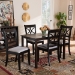 Baxton Studio Clarke Modern and Contemporary Grey Fabric Upholstered and Espresso Brown Finished Wood 5-Piece Dining Set - BSORH329C-Grey/Dark Brown-5PC Dining Set