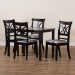 Baxton Studio Clarke Modern and Contemporary Grey Fabric Upholstered and Espresso Brown Finished Wood 5-Piece Dining Set - BSORH329C-Grey/Dark Brown-5PC Dining Set