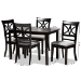 Baxton Studio Clarke Modern and Contemporary Grey Fabric Upholstered and Espresso Brown Finished Wood 5-Piece Dining Set - BSORH329C-Grey/Dark Brown-5PC Dining Set