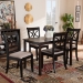 Baxton Studio Clarke Modern and Contemporary Sand Fabric Upholstered and Espresso Brown Finished Wood 5-Piece Dining Set - BSORH329C-Sand/Dark Brown-5PC Dining Set