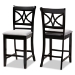 Baxton Studio Chandler Modern and Contemporary Grey Fabric Upholstered and Espresso Brown Finished Wood 2-Piece Counter Height Pub Chair Set
