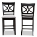 Baxton Studio Chandler Modern and Contemporary Grey Fabric Upholstered and Espresso Brown Finished Wood 2-Piece Counter Height Pub Chair Set - BSORH329P-Grey/Dark Brown-PC