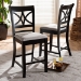 Baxton Studio Chandler Modern and Contemporary Grey Fabric Upholstered and Espresso Brown Finished Wood 2-Piece Counter Height Pub Chair Set - BSORH329P-Grey/Dark Brown-PC