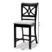 Baxton Studio Chandler Modern and Contemporary Grey Fabric Upholstered and Espresso Brown Finished Wood 2-Piece Counter Height Pub Chair Set - BSORH329P-Grey/Dark Brown-PC