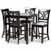 Baxton Studio Chandler Modern and Contemporary Grey Fabric Upholstered and Espresso Brown Finished Wood 5-Piece Counter Height Pub Dining Set