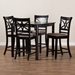 Baxton Studio Chandler Modern and Contemporary Sand Fabric Upholstered and Espresso Brown Finished Wood 5-Piece Counter Height Pub Dining Set - BSORH329P-Sand/Dark Brown-5PC Pub Set