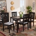 Baxton Studio Jackson Modern and Contemporary Grey Fabric Upholstered and Espresso Brown Finished Wood 5-Piece Dining Set - BSORH310C-Grey/Dark Brown-5PC Dining Set
