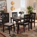 Baxton Studio Jackson Modern and Contemporary Sand Fabric Upholstered and Espresso Brown Finished Wood 5-Piece Dining Set - BSORH310C-Sand/Dark Brown-5PC Dining Set
