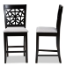 Baxton Studio Devon Modern and Contemporary Grey Fabric Upholstered and Espresso Brown Finished Wood 2-Piece Counter Height Pub Chair Set - BSORH310P-Grey/Dark Brown-PC