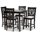 Baxton Studio Devon Modern and Contemporary Grey Fabric Upholstered and Espresso Brown Finished Wood 5-Piece Pub Dining Set