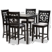 Baxton Studio Devon Modern and Contemporary Grey Fabric Upholstered and Espresso Brown Finished Wood 5-Piece Pub Dining Set - BSORH310P-Grey/Dark Brown-5PC Pub Set