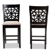 Baxton Studio Devon Modern and Contemporary Sand Fabric Upholstered and Espresso Brown Finished Wood 2-Piece Counter Height Pub Chair Set - BSORH310P-Sand/Dark Brown-PC