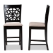 Baxton Studio Devon Modern and Contemporary Sand Fabric Upholstered and Espresso Brown Finished Wood 2-Piece Counter Height Pub Chair Set - BSORH310P-Sand/Dark Brown-PC