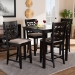Baxton Studio Devon Modern and Contemporary Sand Fabric Upholstered and Espresso Brown Finished Wood 5-Piece Pub Dining Set - BSORH310P-Sand/Dark Brown-5PC Pub Set