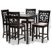 Baxton Studio Devon Modern and Contemporary Sand Fabric Upholstered and Espresso Brown Finished Wood 5-Piece Pub Dining Set - BSORH310P-Sand/Dark Brown-5PC Pub Set