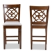 Baxton Studio Oscar Modern and Contemporary Grey Fabric Upholstered and Walnut Brown Finished Wood 2-Piece Counter Height Pub Chair Set - BSORH322P-Grey/Walnut-PC