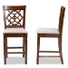 Baxton Studio Oscar Modern and Contemporary Grey Fabric Upholstered and Walnut Brown Finished Wood 2-Piece Counter Height Pub Chair Set - BSORH322P-Grey/Walnut-PC