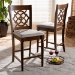 Baxton Studio Oscar Modern and Contemporary Grey Fabric Upholstered and Walnut Brown Finished Wood 2-Piece Counter Height Pub Chair Set - BSORH322P-Grey/Walnut-PC