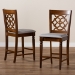 Baxton Studio Oscar Modern and Contemporary Grey Fabric Upholstered and Walnut Brown Finished Wood 2-Piece Counter Height Pub Chair Set - BSORH322P-Grey/Walnut-PC