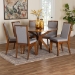 Baxton Studio Eira Modern Grey and Walnut Brown Wood 7-Piece Dining Set - BSOEira-Grey/Walnut-7PC Dining Set