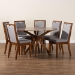 Baxton Studio Eira Modern Grey and Walnut Brown Wood 7-Piece Dining Set - BSOEira-Grey/Walnut-7PC Dining Set