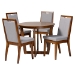Baxton Studio Ana Modern Grey and Walnut Brown Wood 5-Piece Dining Set