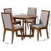 Baxton Studio Ana Modern Grey and Walnut Brown Wood 5-Piece Dining Set - BSOAna-Grey/Walnut-5PC Dining Set