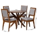 Baxton Studio Mana Modern Grey and Walnut Brown Wood 5-Piece Dining Set - BSOMana-Grey/Walnut-5PC Dining Set