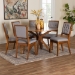 Baxton Studio Mana Modern Grey and Walnut Brown Wood 7-Piece Dining Set - BSOMana-Grey/Walnut-7PC Dining Set