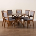 Baxton Studio Mana Modern Grey and Walnut Brown Wood 7-Piece Dining Set - BSOMana-Grey/Walnut-7PC Dining Set