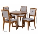 Baxton Studio Kala Modern Grey and Walnut Brown Wood 5-Piece Dining Set - BSOKala-Grey/Walnut-5PC Dining Set