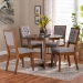 Baxton Studio Kala Modern Grey and Walnut Brown Wood 5-Piece Dining Set - BSOKala-Grey/Walnut-5PC Dining Set