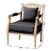 Baxton Studio Clemence French Provincial Grey Fabric Whitewashed Mahogany Wood Armchair - BSOSEA63-Grey Chair