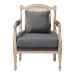 Baxton Studio Clemence French Provincial Grey Fabric Whitewashed Mahogany Wood Armchair - BSOSEA63-Grey Chair