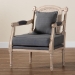 Baxton Studio Clemence French Provincial Grey Fabric Whitewashed Mahogany Wood Armchair - BSOSEA63-Grey Chair
