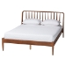 Baxton Studio Maeron Mid-Century Modern Walnut Brown Queen Platform Bed with Spindle Headboard