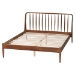 Baxton Studio Maeron Mid-Century Modern Walnut Brown Queen Platform Bed with Spindle Headboard - BSOMG0235-1-Walnut-Queen