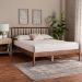 Baxton Studio Maeron Mid-Century Modern Walnut Brown Queen Platform Bed with Spindle Headboard - BSOMG0235-1-Walnut-Queen